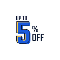 Fototapeta premium Discount Label up to 5% off Blue Vector Template Design Illustration. Suitable Design for Shop and Sale Banners.