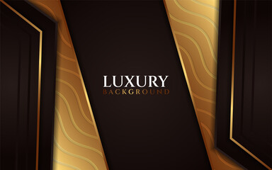 Luxurious brown background with line gold wave texture