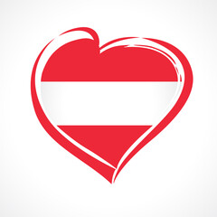 Love Austria flag emblem. Austrian flag in heart shape for Austrian National Day October 26, isolated on white background. Vector illustration