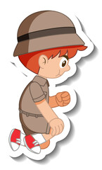 Little boy scout cartoon character sticker