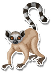 A sticker template of lemur cartoon character © blueringmedia