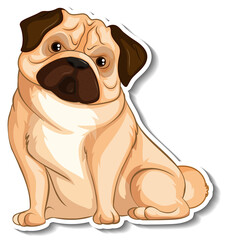 A sticker template of dog cartoon character