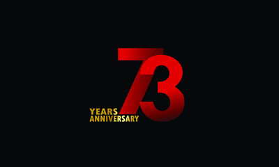 73 year anniversary red color, minimalist logo years, jubilee, greeting card. invitation on Grey background - Vector