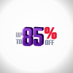 Discount Label up to 85% off Vector 3D Template Design Illustration. Promotion Flyer, Retro Label