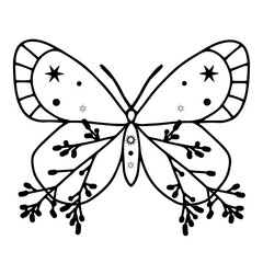 Celestial Bohemian boho butterfly decorative vector logo set. Moth wildlife alchemy icon symbol