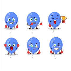 A sporty blue balloons boxing athlete cartoon mascot design