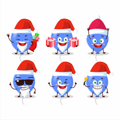 Santa Claus emoticons with blue balloons cartoon character
