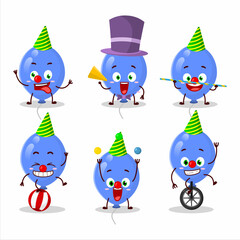 Cartoon character of blue balloons with various circus shows