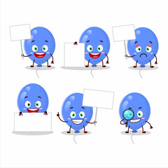 Blue balloons cartoon character bring information board
