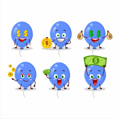 Blue balloons cartoon character with cute emoticon bring money