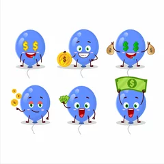 Fotobehang Blue balloons cartoon character with cute emoticon bring money © kongvector