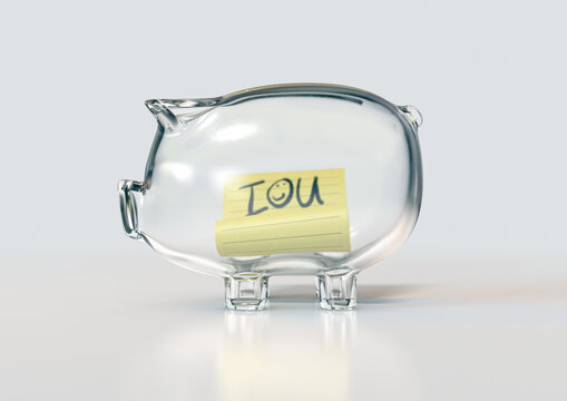 Glass Piggy Bank IOU