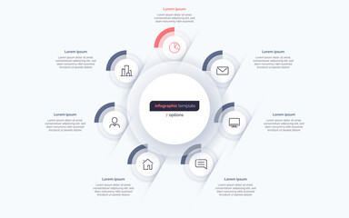 Seven option circle infographic design template. Vector illustration