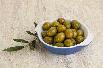 Tasty marinated olives in the bowl