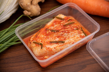 White turnip kimchi in a box