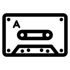 カセットテープ　ラインイラスト