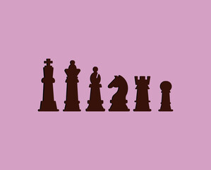 vector chess set in black and white