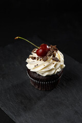 chocolate cupcake with cherry