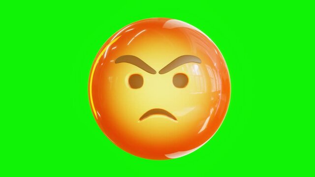 Emoji angry, 3D emoji angry or mad animation, swear, loopable, green background