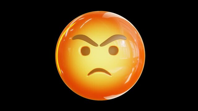 Emoji angry, 3D emoji angry or mad animation, swear, loopable, black background