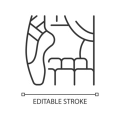 Dancing talent linear icon. Gifted dancer. Choreography perform. Theatrical, professional dance. Thin line customizable illustration. Contour symbol. Vector isolated outline drawing. Editable stroke