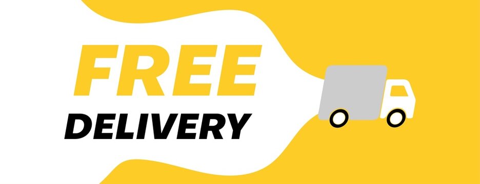 free delivery banner design with yellow and black