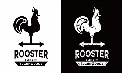 Fototapeta na wymiar Hipster Rooster Vintage Retro Rustic Logo Minimalist on a black and white background.