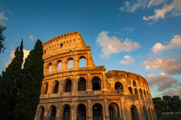 Colosseum at sunset. Rome a city full of history with numerous monuments