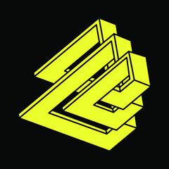 Impossible shapes logo design, optical illusion object. Optical art. Sacred geometry figure. Escher paradox.