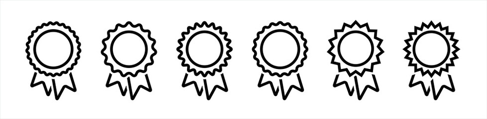Badge with ribbons icon. Winning award, prize, medal or badge outline icon for apps and websites.