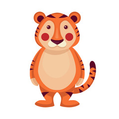 flat vector cute tiger cute animal character idea for child and kid printable stuff and t shirt, greeting card, nursery wall art, postcard