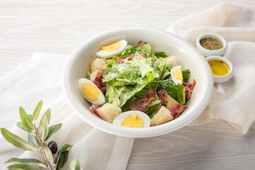 green salad with avocado and egg