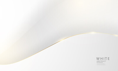 Abstract white and gray background with gorgeous golden line decoration.