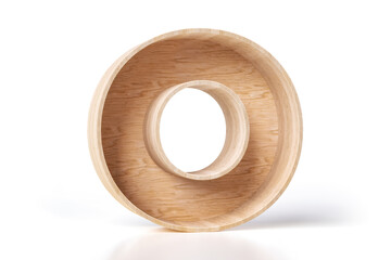 Wood alphabet 3D letter O in the shape of furniture made of natural pine wood planks. High definition 3D rendering.