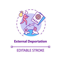 External deportation concept icon. Official removal abroad. Leaving country. Deportation abstract idea thin line illustration. Vector isolated outline color drawing. Editable stroke