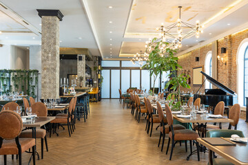 Interior of a modern hotel restaurant