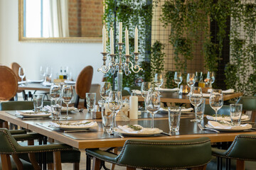 Interior of a modern hotel restaurant