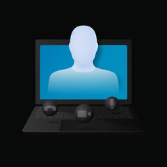 Online meeting or video conference concept. Vector 3D illustration.