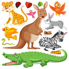 Cartoon Wildlife Seamless Pattern with Wild Animals Character