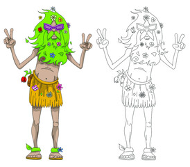 Ecolo aux cheveux verts fleuris