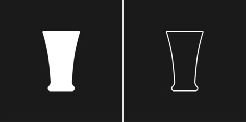 Glass tequila. Two types of images. Contour line art in flat style. Silhouette wine glasses on a black background. Restaurant alcoholic illustration for celebration design. Beverage outline icon