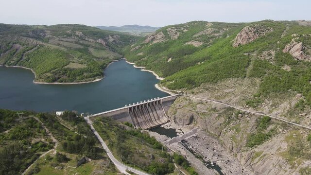 Aerial view of Studen Kladenets Reservoir, Kardzhali Region, Bulgaria