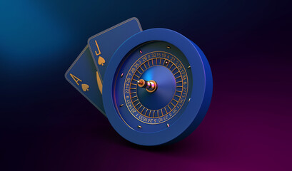 asino  set card chips banner 3d render 3d rendering illustration	
