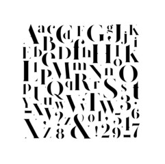 Stylish elegant font, english alphabet. uppercase, lowercase letters and numbers mix