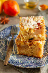 Autumn homemade spicy pear cake