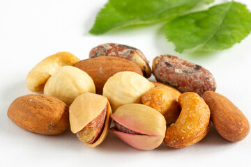 Mixing nuts isolated in white background