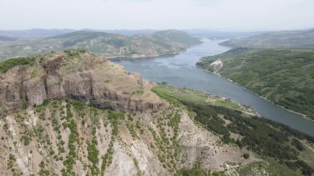 Aerial view of Studen Kladenets Reservoir, Kardzhali Region, Bulgaria