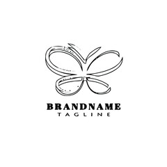 butterfly logo cartoon icon unique template black isolated vector illustration