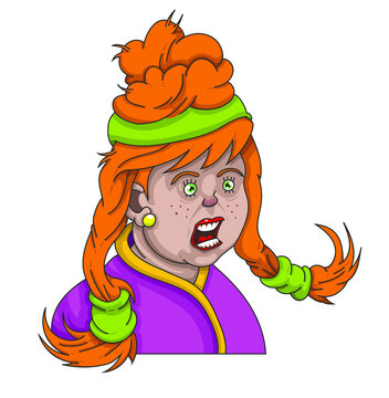 Fille rousse avec des couettes