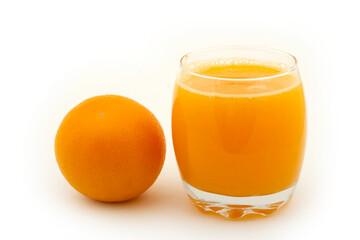  Orange and orange juice on white background.